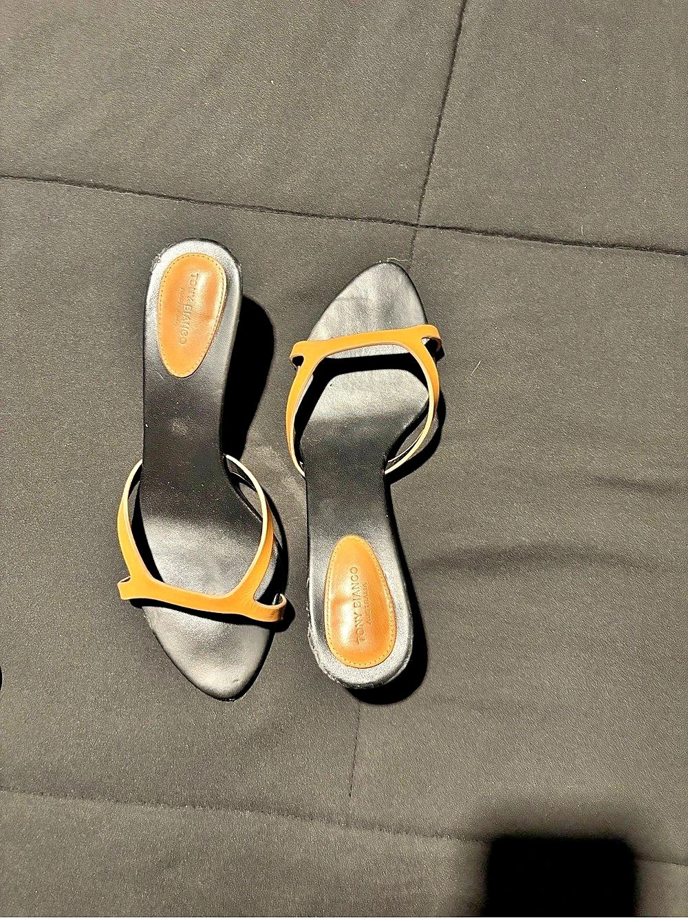 Tony Bianco Camel & Black Strappy Heels